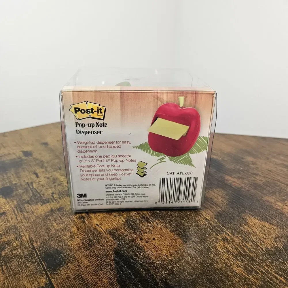 3M Post it Pop up Notes Dispenser Weighted Red Apple for 3 x 3 Inch Note Pads